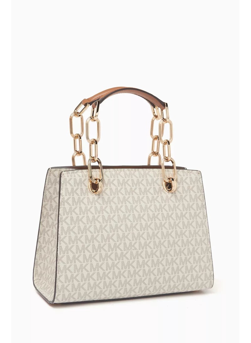 Michael Kors Cynthia Small Satchel Bag - Vanilla Beige Logo Coated Canvas for Women - Image 2