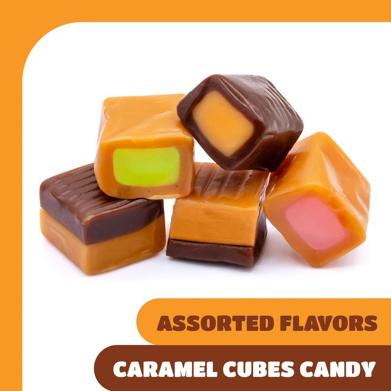 CRAZYOUTLET Caramel Cubes Candy Mix - 2 Pound Pack 150 Count - Filled Creamy Caramels Individually Wrapped - Vanilla, Chocolate, Apple, Strawberry - Assorted Chews - Image 4