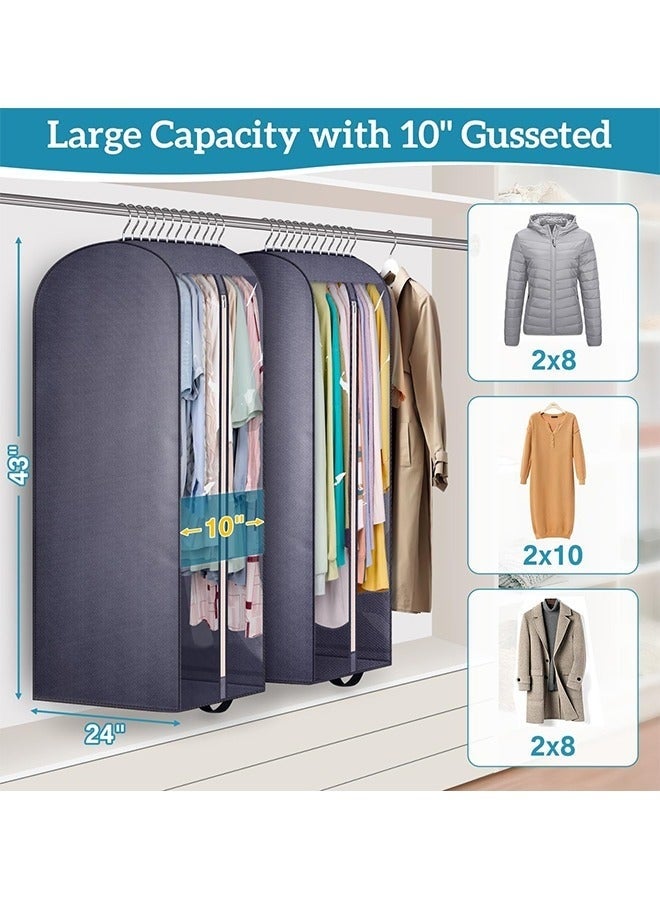 منظم خزانة معلق محمول كبير الحجم 2 في 1، حقائب ملابس معلقة، حقيبة تخزين خزانة، حقائب نقل، حقيبة تخزين ملابس التنانير، حقيبة نقل الملابس، غطاء حماية البدلات، حقيبة سفر من القماش (عبوة من قطعتين، أسود) - Image 2