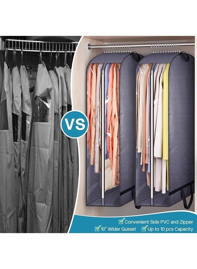 منظم خزانة معلق محمول كبير الحجم 2 في 1، حقائب ملابس معلقة، حقيبة تخزين خزانة، حقائب نقل، حقيبة تخزين ملابس التنانير، حقيبة نقل الملابس، غطاء حماية البدلات، حقيبة سفر من القماش (عبوة من قطعتين، أسود) - Image 5