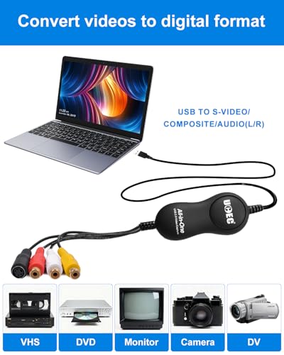 UCEC VHS to Digital Converter kit, RCA to USB Video Capture Device 2.0, VCR Converter to Digital, USB 2.0 Video Capture Card Device for Mac OS X PC Windows 7 8 10 11 - Image 2