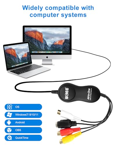 UCEC VHS to Digital Converter kit, RCA to USB Video Capture Device 2.0, VCR Converter to Digital, USB 2.0 Video Capture Card Device for Mac OS X PC Windows 7 8 10 11 - Image 4