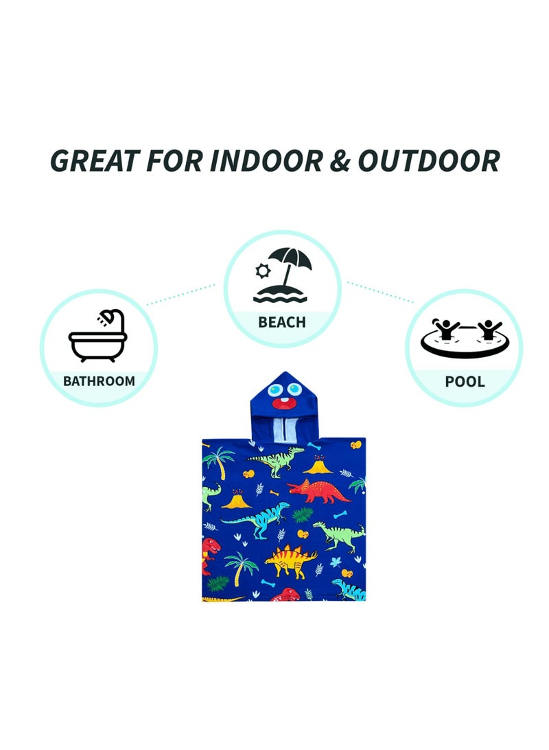 Baby Hooded Bath Towel Cartoon Dinosaur Hooded Baby Bathrobe Beach Children Cape Large Absorbent Children Bath Towel Cape, Suitable for 105-150cm, Comes with Backpack and 12 Dinosaur Toys - Image 4