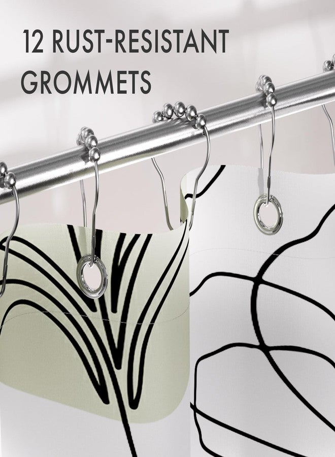 AmazerBath Floral Shower Curtain, 72"x72" Washable Cloth Spring Black Ink Blooms Shower Curtain with 12 Metal Hooks, Farmhouse Fabric Rustic Colorful Flower Shower Curtain Set for Bathroom Decor - Image 5