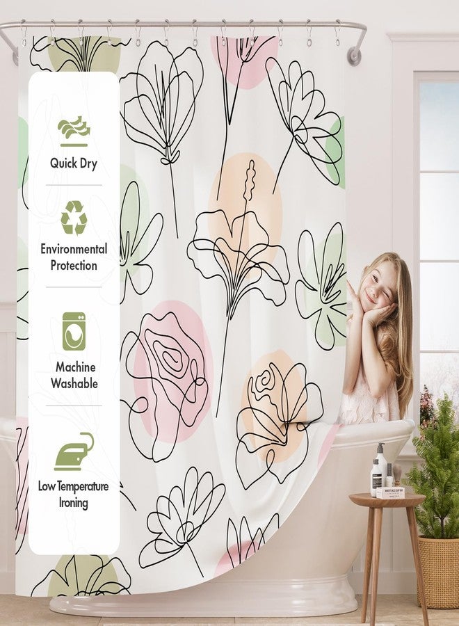AmazerBath Floral Shower Curtain, 72"x72" Washable Cloth Spring Black Ink Blooms Shower Curtain with 12 Metal Hooks, Farmhouse Fabric Rustic Colorful Flower Shower Curtain Set for Bathroom Decor - Image 3