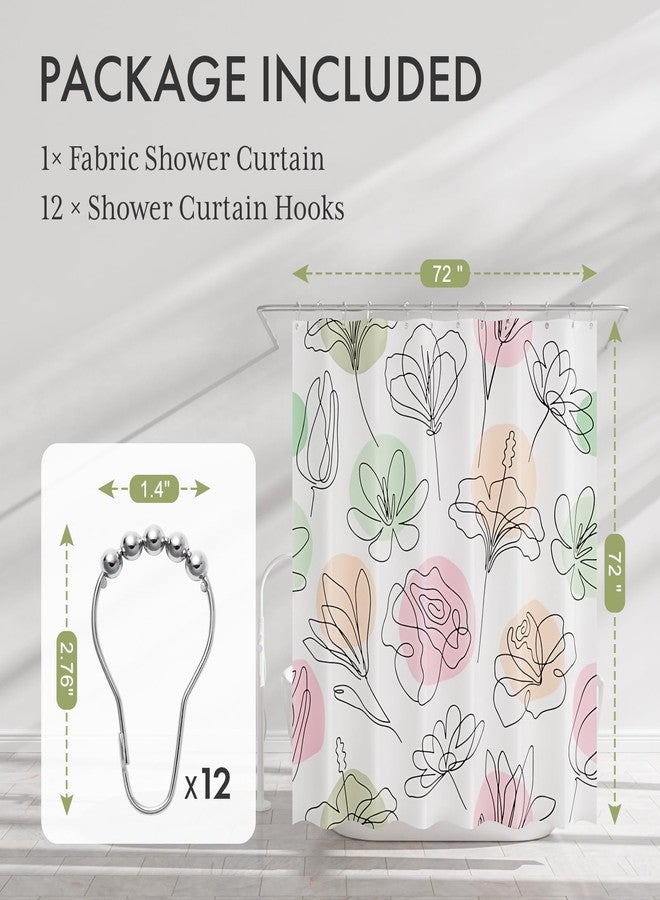 AmazerBath Floral Shower Curtain, 72"x72" Washable Cloth Spring Black Ink Blooms Shower Curtain with 12 Metal Hooks, Farmhouse Fabric Rustic Colorful Flower Shower Curtain Set for Bathroom Decor - Image 4