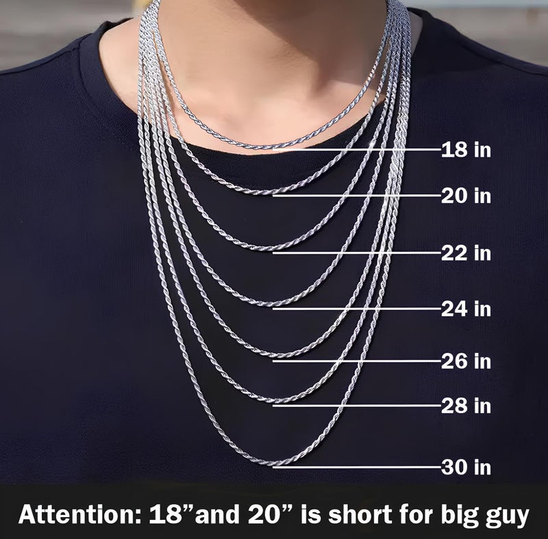 OLARCU 2.5mm/4mm Silver Stainless Steel Wheat Chain Necklace Jewelry for Men (2.5mm-Silver, 20 Inches) - Image 4