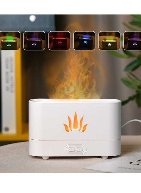 Eacam Simulation Flame Mist Humidifier, 2 Brightness Night Light Quiet Cool Desktop USB Humidifier Aromatherapy Essential Oil Diffuser for Home Office Bedroom