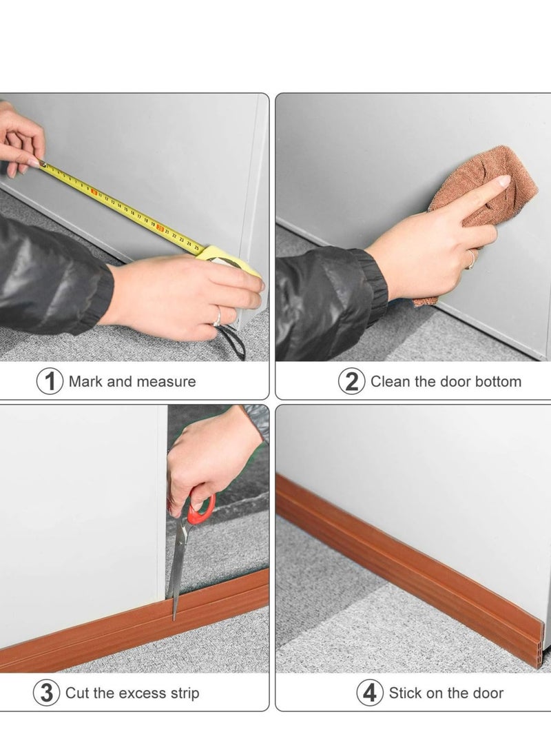 MJZ Door Draft Stopper Under Door Seal for Exterior Interior Doors, Door Sweep Strip Under Door Draft Blocker, Soundproof Door Bottom Weather Stripping, 2 Inch W x 39 Inch L, Brown  - Image 2