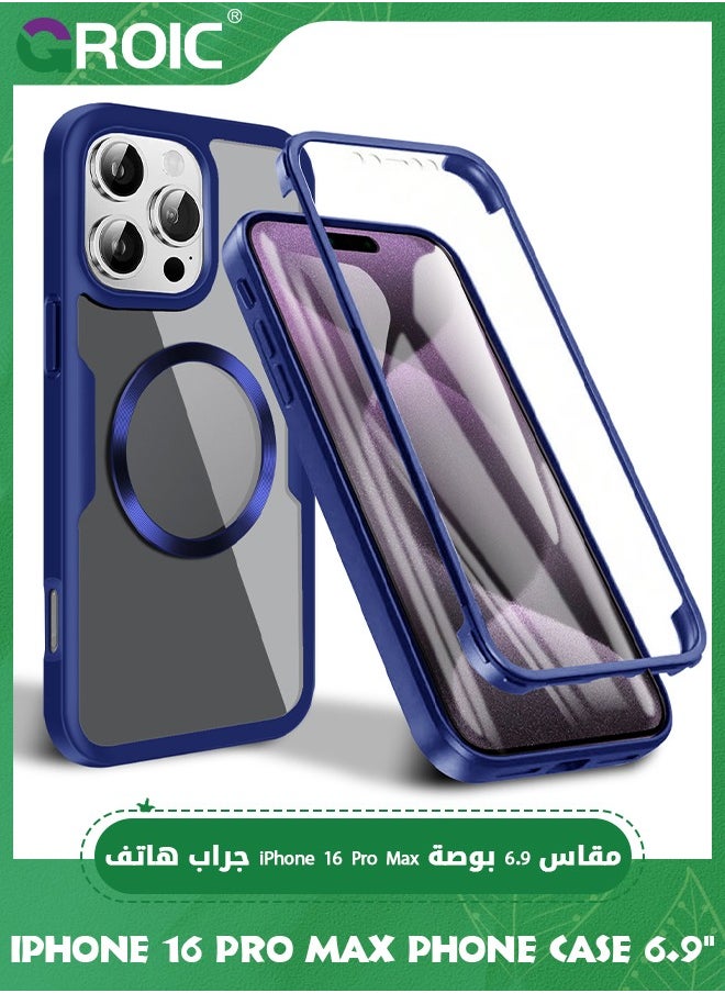 GROIC iPhone 16 Pro Max Case 6.9'', Clear Shockproof Full Body Rugged iPhone 16 Pro Max Phone Cover,Built-in Screen Protector Phone Shell for iPhone 16 Pro Max,Magnetic iPhone 16 Pro Max Phone Case 6.3''  - Image 1