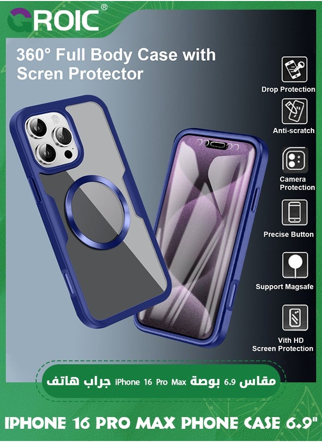 GROIC iPhone 16 Pro Max Case 6.9'', Clear Shockproof Full Body Rugged iPhone 16 Pro Max Phone Cover,Built-in Screen Protector Phone Shell for iPhone 16 Pro Max,Magnetic iPhone 16 Pro Max Phone Case 6.3''  - Image 5