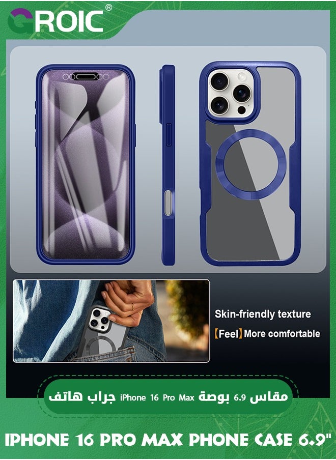 GROIC iPhone 16 Pro Max Case 6.9'', Clear Shockproof Full Body Rugged iPhone 16 Pro Max Phone Cover,Built-in Screen Protector Phone Shell for iPhone 16 Pro Max,Magnetic iPhone 16 Pro Max Phone Case 6.3''  - Image 3