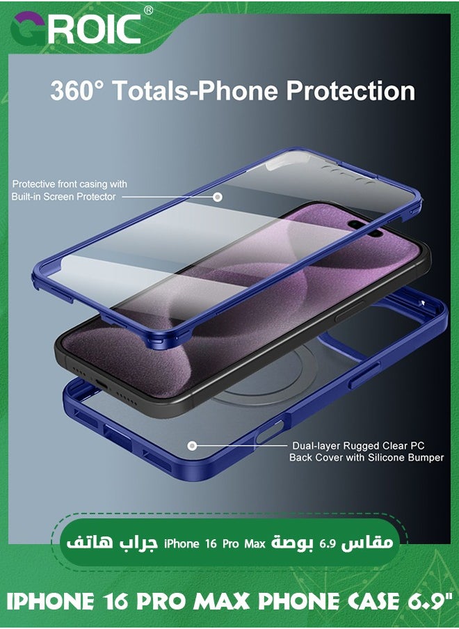 GROIC iPhone 16 Pro Max Case 6.9'', Clear Shockproof Full Body Rugged iPhone 16 Pro Max Phone Cover,Built-in Screen Protector Phone Shell for iPhone 16 Pro Max,Magnetic iPhone 16 Pro Max Phone Case 6.3''  - Image 2