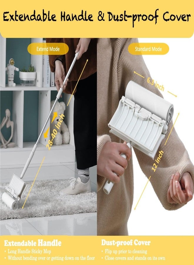 HapChron Large Surface Lint Roller with Extendable Long Handle Dust-Proof Cover 6.3'' Wider 240 Sheets, Long Handle Sticky Mop for Cleaning Furniture Carpet Floor Curtains and Pet Hair - Image 3