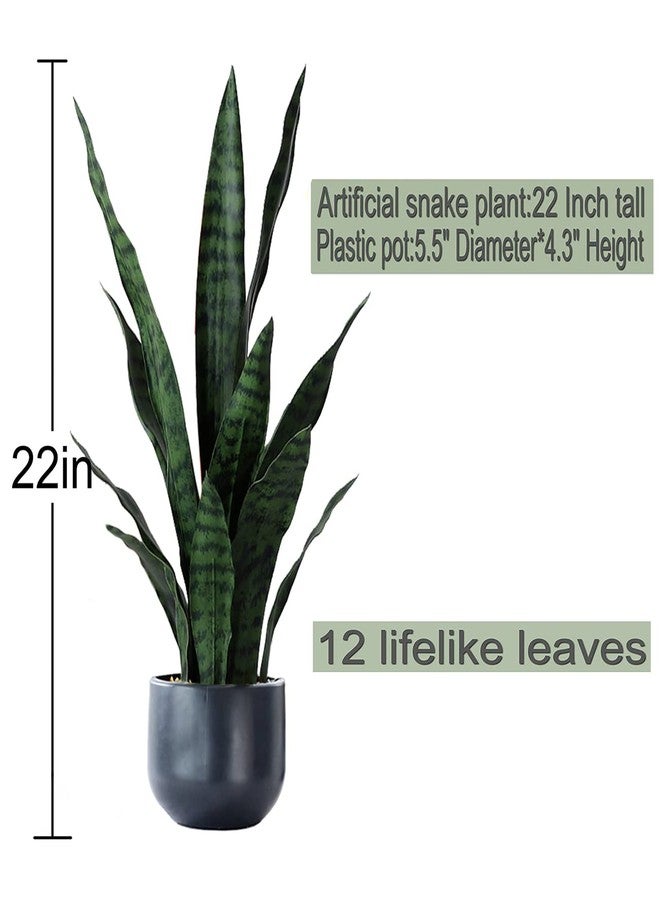 Beebel Artificial Plants Sansevieria Snake Plant with Black Plastic Planter Greenery Perfect Faux Agave Fake Plants in Pot for Home Office Indoor and Outdoo Décor (22" Green) - Image 2