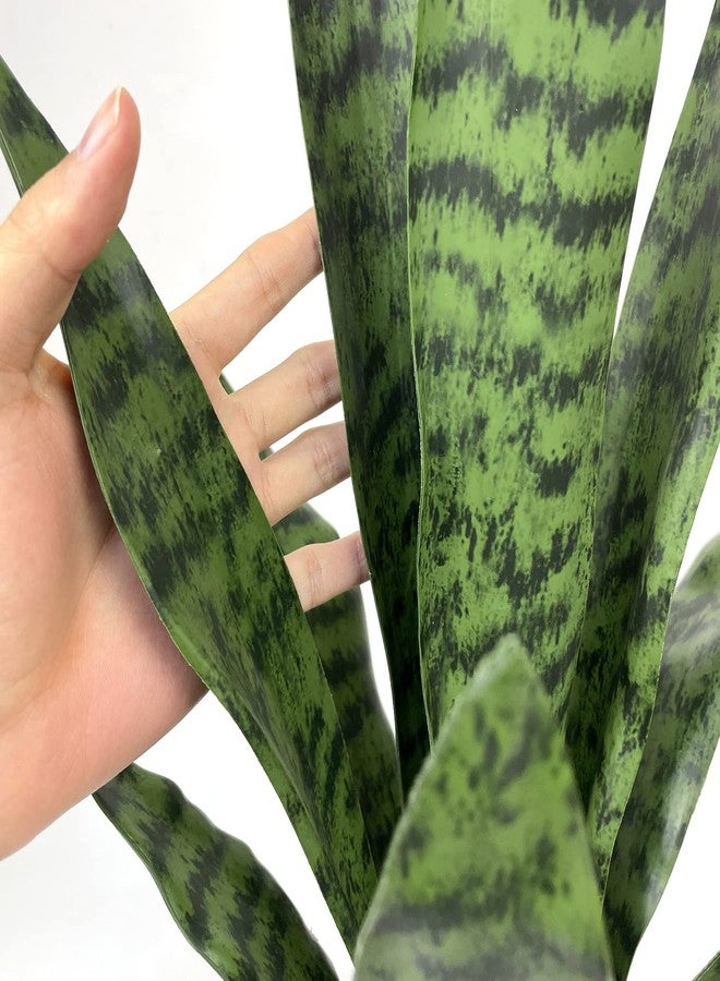 Beebel Artificial Plants Sansevieria Snake Plant with Black Plastic Planter Greenery Perfect Faux Agave Fake Plants in Pot for Home Office Indoor and Outdoo Décor (22" Green) - Image 3