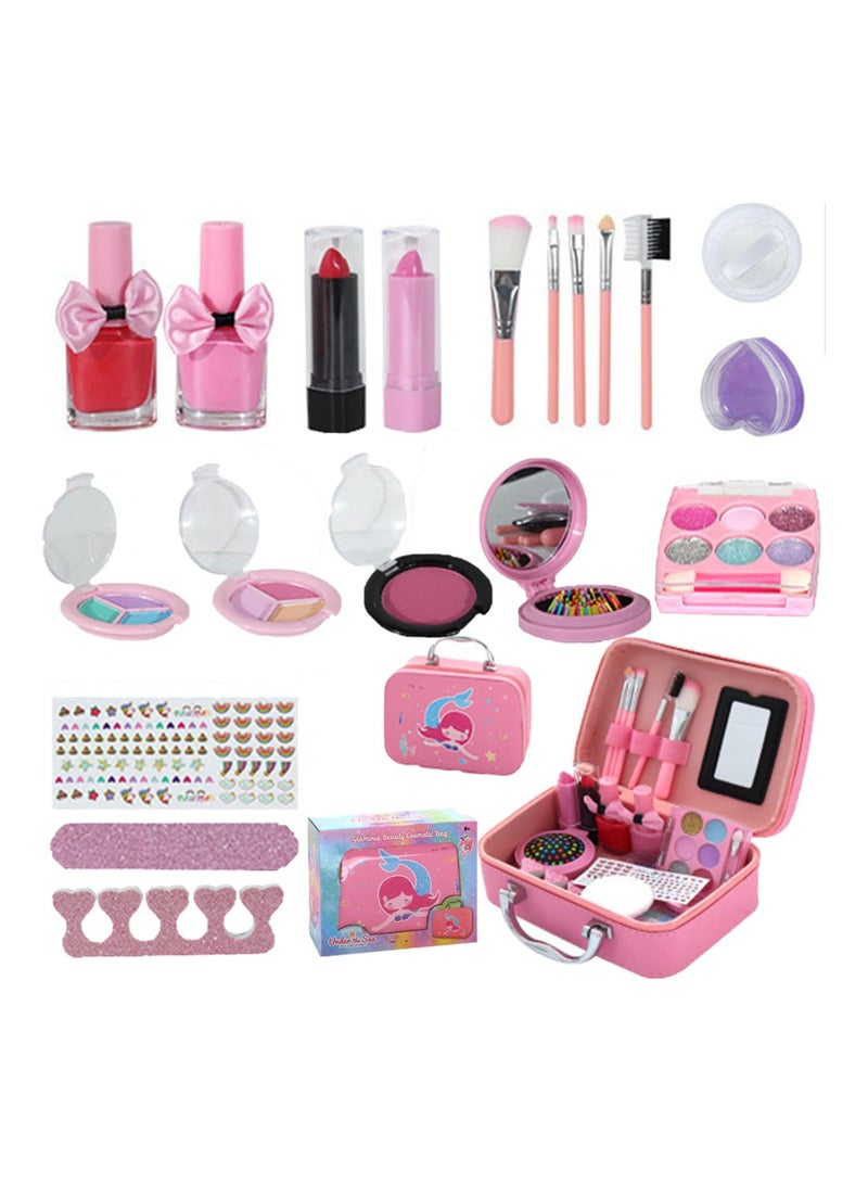 20 Piece Kids Makeup Set for Girls Washable Makeup Set with Makeup Bag Safe and Non-toxic Kids Makeup Set Pretend Play Makeup Set Birthday Gift for Kids 3-10 Years Old (A) - Image 1
