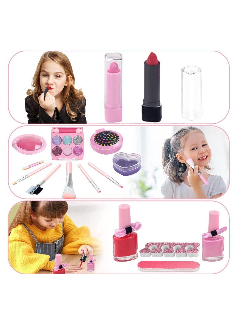 20 Piece Kids Makeup Set for Girls Washable Makeup Set with Makeup Bag Safe and Non-toxic Kids Makeup Set Pretend Play Makeup Set Birthday Gift for Kids 3-10 Years Old (A) - Image 4