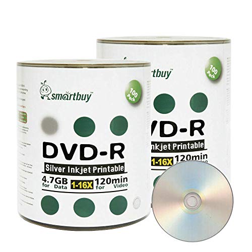 Smartbuy 200-disc 4.7gb/120min 16x DVD-R Silver Inkjet Hub Printable Blank Recordable Media Disc - Image 3