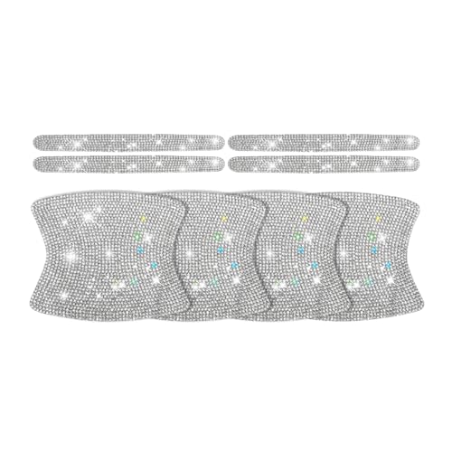 Ywdiml 8PCS Bling Car Door Handle Protector Crystal Rhinestone AntiScratch Vehicle Door Handle Bowl Stickers Glitter Automotive Exterior Decal Accessories Universal for Vehicles White - Image 1