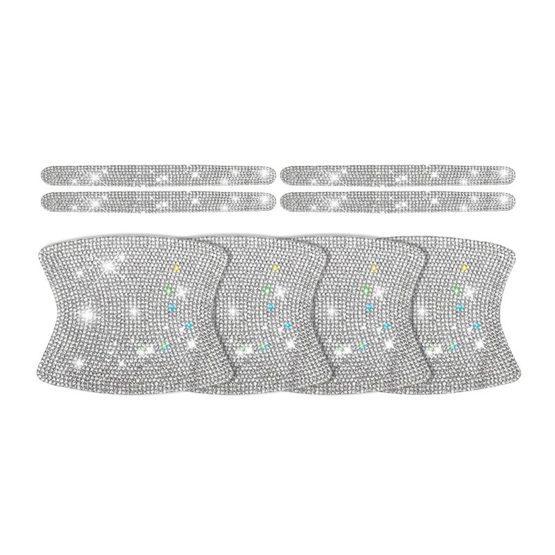 Ywdiml 8PCS Bling Car Door Handle Protector Crystal Rhinestone AntiScratch Vehicle Door Handle Bowl Stickers Glitter Automotive Exterior Decal Accessories Universal for Vehicles White - Image 3