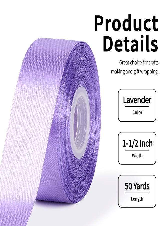 Mauproy 1-1/2 Inch Wide Lavender Light Purple Satin Ribbon, 50 Yards Solid Polyester Fabric Ribbon for Roses Making, Gift Wrapping, Wedding Decorations, Crafts, Bows - Image 2