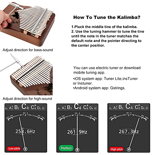 Lemfema Kalimba Thumb Piano 21 Keys, Portable Mbira Finger Piano Gifts for Kids and Adults Beginners(Brown) - Image 4