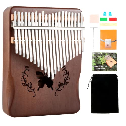 Lemfema Kalimba Thumb Piano 21 Keys, Portable Mbira Finger Piano Gifts for Kids and Adults Beginners(Brown) - Image 1