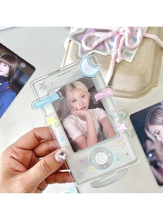 Generic Kpop Photocard Holder 2 Packs 3 Inch Acrylic Kpop Photocard Holder with Decorative Accessories Kpop Photocard Display Frame Kpop Photocard Stand Kpop Photocard Organizer for Tabletop Decor - Image 2