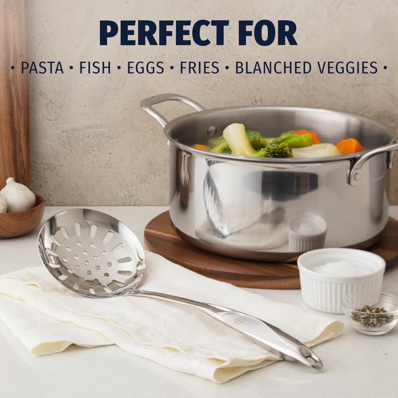 Zulay Kitchen Stainless Steel Slotted Spoon - 14.5â€ Large Skimmer Frying Spoon for Draining & Serving - Heat-Resistant, Rust-Proof & Dishwasher Safe Kitchen Utensil for Everyday Use - Image 2