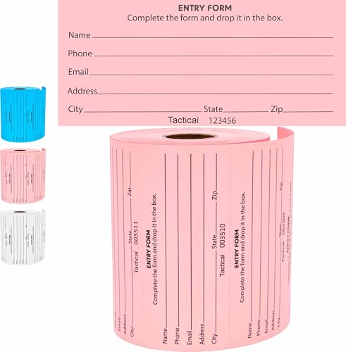 Tacticai 500 Raffle Tickets, Pink (1 of 3 Colors), Raffle Cards, Entry Form with Name, Phone, Email & Address for Events & Prizes - Image 1