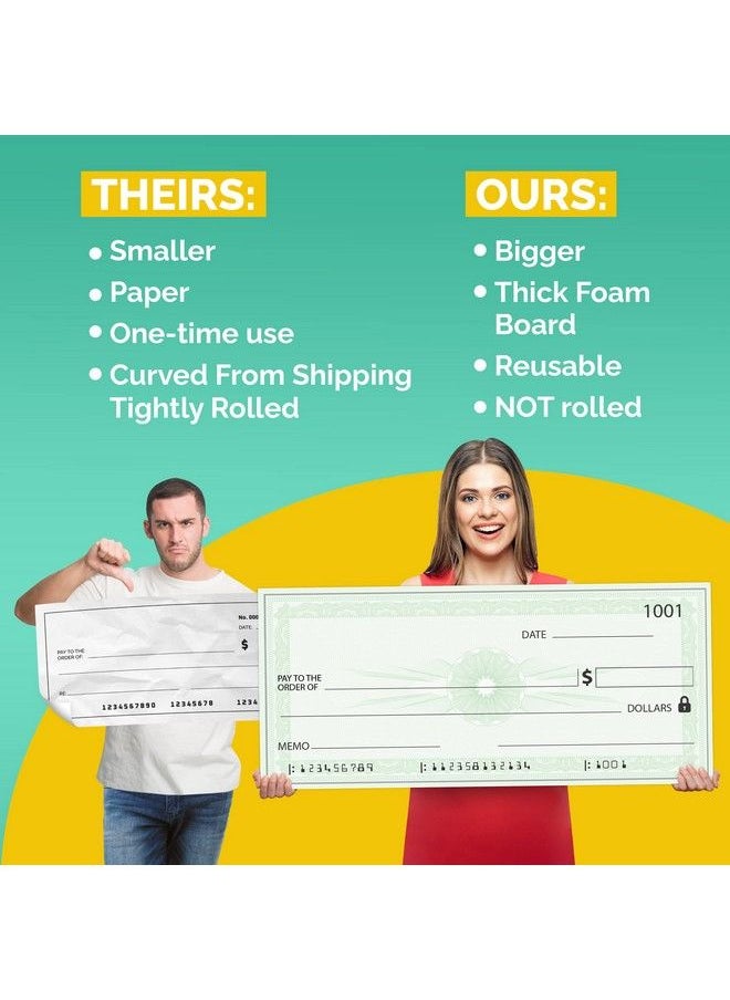 ORCA - Giant Check ; 36X16" Dry Erase Big Check For Presentations Oversized Fake Check - Image 1