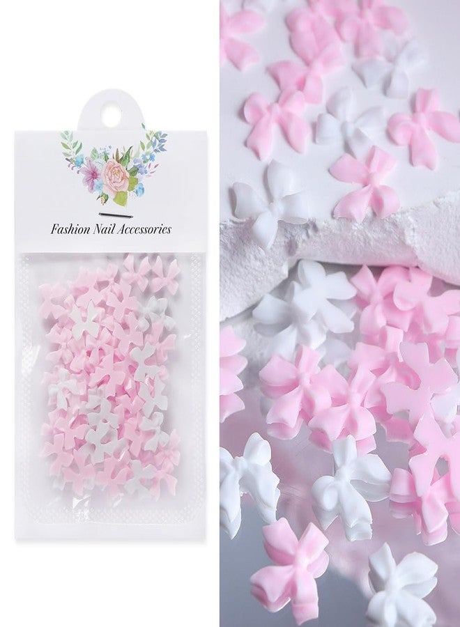 Qzinxja 50Pcs 3D Nail Bows Nail Charms,Pink White Bow Nail Charms for Nails Design Cute Bowknots Nail Charm Resin Bowknot Ribbon Nail Design Nails Charms for Women Nail Supplies Nail Decorations Nail Art - Image 2