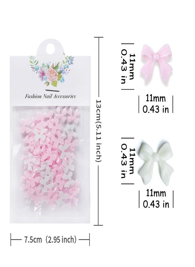 Qzinxja 50Pcs 3D Nail Bows Nail Charms,Pink White Bow Nail Charms for Nails Design Cute Bowknots Nail Charm Resin Bowknot Ribbon Nail Design Nails Charms for Women Nail Supplies Nail Decorations Nail Art - Image 3