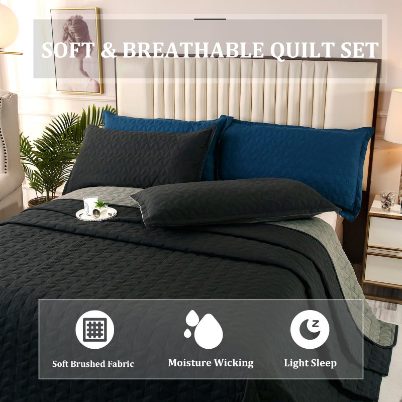OFIXI OFIXI 128""x120"" Oversized King Plus Szie Quilt Set  Extra Large King Size Bedspreads 3 Piece  Lightweight Bedding Coverlet Reversible for All Season with Matching Shams  - Image 3