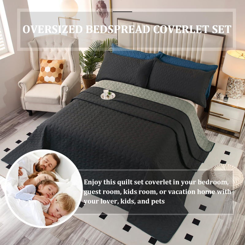 OFIXI OFIXI 128""x120"" Oversized King Plus Szie Quilt Set  Extra Large King Size Bedspreads 3 Piece  Lightweight Bedding Coverlet Reversible for All Season with Matching Shams  - Image 4
