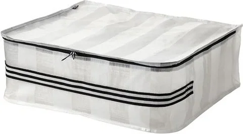Ikea Storage Box, Storage Box with Zipper 55 x 49 x 19 cm Meridyendukkan White-Black Color Closet Organizer