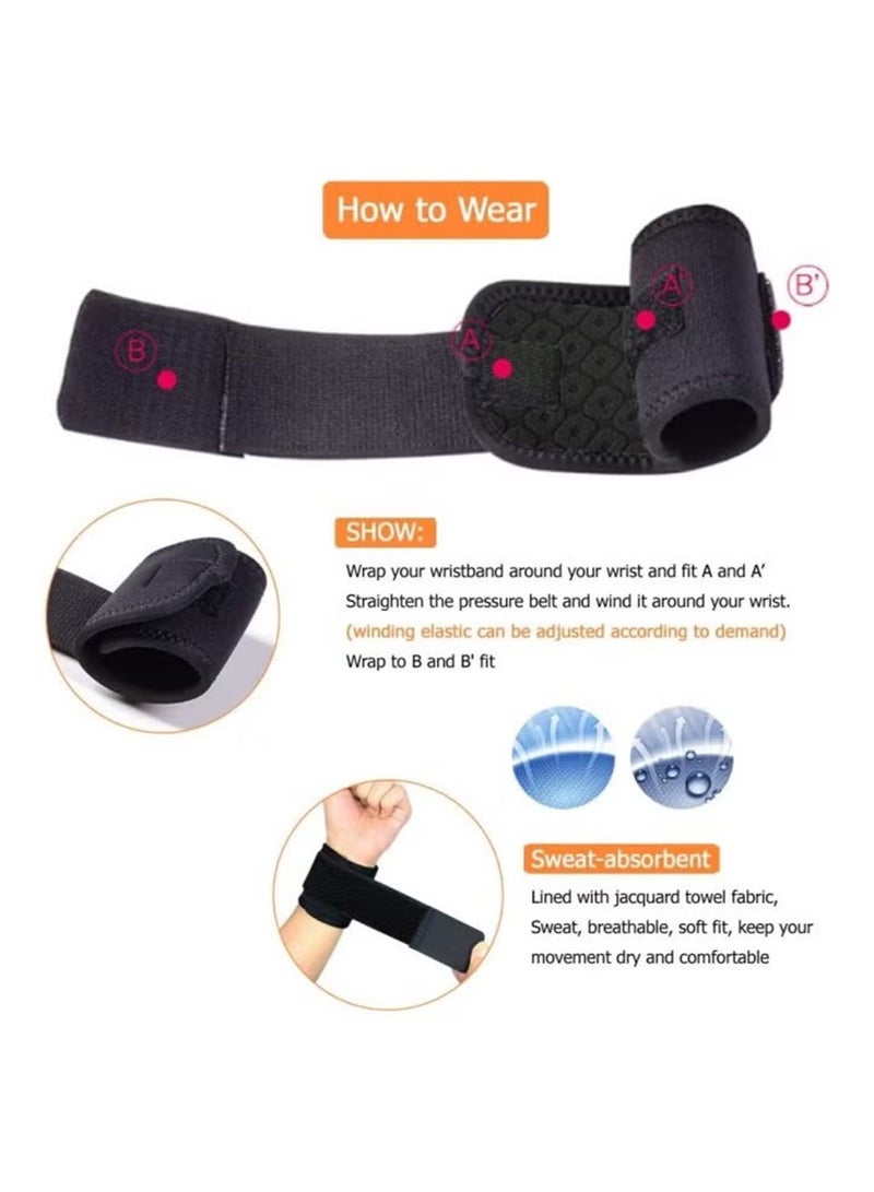 Bukela 2 Pack Wrist Brace Adjustable Wrist Support, Wrist Straps for Fitness Weightlifting, Tendonitis, Carpal Tunnel Arthritis, Highly Elastic Wrist Wraps for Relief Wrist Pain(Black) - Image 3