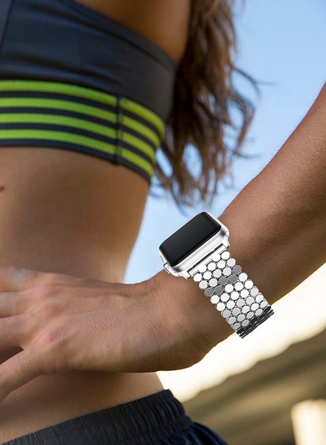 آيسانك رباط بشكل خلية العسل قابل للاستبدال لساعة أبل فضي - Image 5