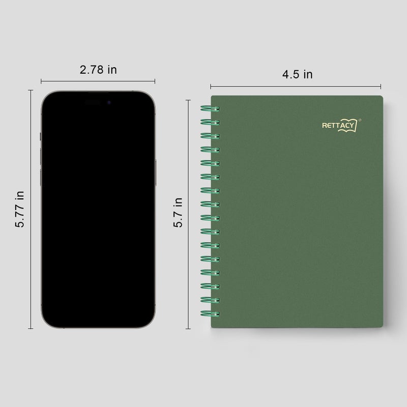 RETTACY Pocket Journal Notebook, 160 Lined Pages, A6 Mini Small Size (4.5" Ã— 5.7"), for Work, Journaling, Writing, 100 GSM Thick Paper, Spiral-bound, Flexible Plastic Cover (Dark Green) - Image 3