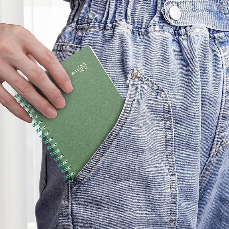 RETTACY Pocket Journal Notebook, 160 Lined Pages, A6 Mini Small Size (4.5" Ã— 5.7"), for Work, Journaling, Writing, 100 GSM Thick Paper, Spiral-bound, Flexible Plastic Cover (Dark Green) - Image 5