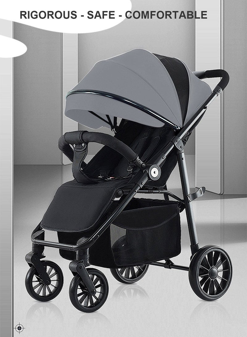 ما بيبي عربة أطفال مدمجة، عربة أطفال مدمجة، نظام سفر خفيف الوزن وسهل الطي، عربة أطفال للسفر مع مسند قدمين قابل للتعديل، يمكن الجلوس والاستلقاء - Image 2