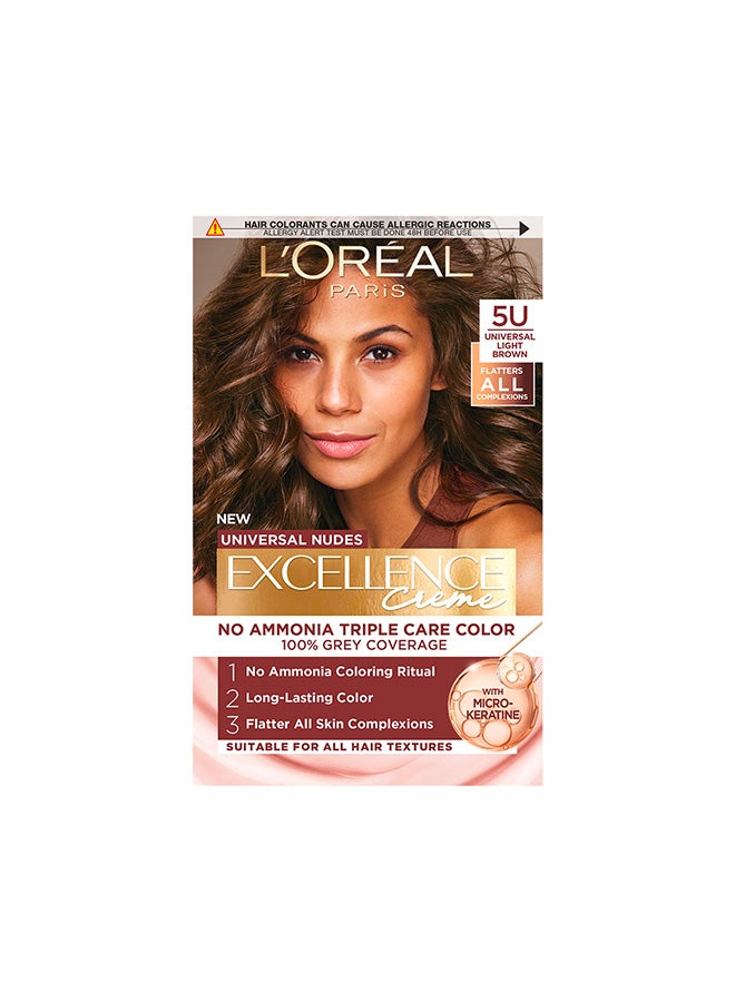 L'OREAL PARIS لون شعر لوريال باريس إكسلنس كريمة نودز العالمية 5U بني فاتح - Image 1