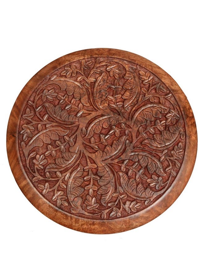 Classical Youth Sheesham Wood Brown Round Multipurpose Corner Wooden Table - Image 4