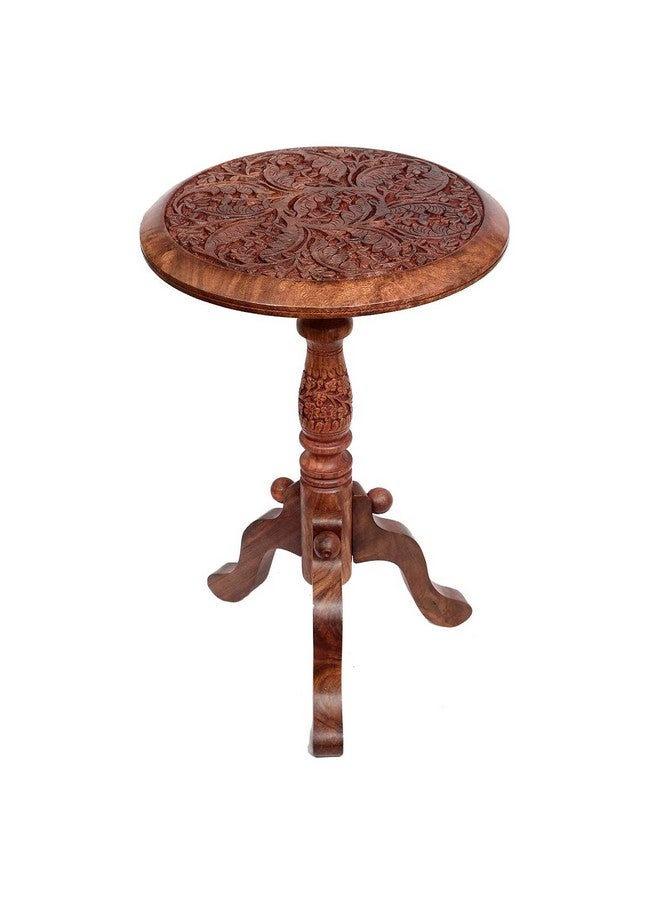 Classical Youth Sheesham Wood Brown Round Multipurpose Corner Wooden Table - Image 1