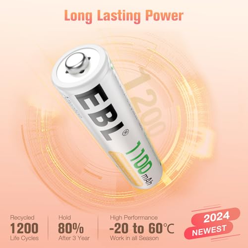 EBL Rechargeable AAA Batteries 1100mAh 1.2V NiMH Triple AAA Battery with Charger (16AAA+Charger) - Image 4
