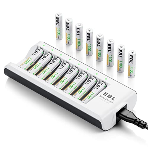 EBL Rechargeable AAA Batteries 1100mAh 1.2V NiMH Triple AAA Battery with Charger (16AAA+Charger) - Image 1