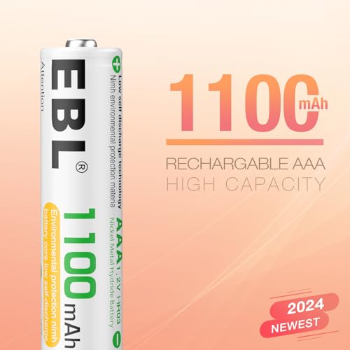 EBL Rechargeable AAA Batteries 1100mAh 1.2V NiMH Triple AAA Battery with Charger (16AAA+Charger) - Image 3