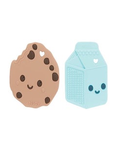 Nuby Nuby All Silicone Chocolate Chip Cookie & Milk Carton Teether - 2 Pack, 3+ Months  - Image 1