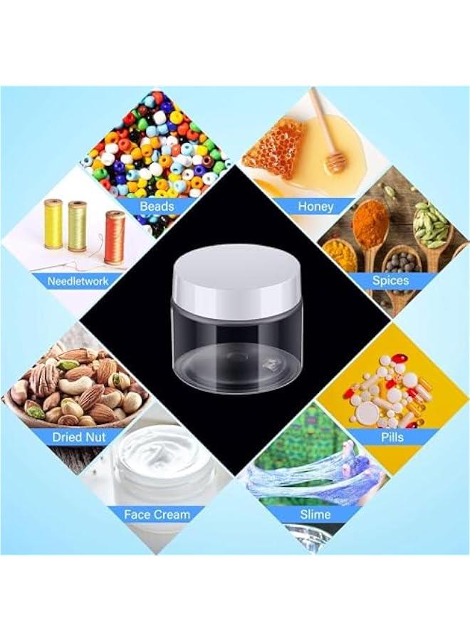 بيوينتي جولة شفافة واسعة الفم مانعة للتسرب وعاء من البلاستيك مع غطاء لتخزين مستحضرات التجميل ، ومنتجات التجميل ، كريم الوجه ، والزيوت الأساسية ، مرهم ، عصامي أو غيرها ، 50 مل - Image 5